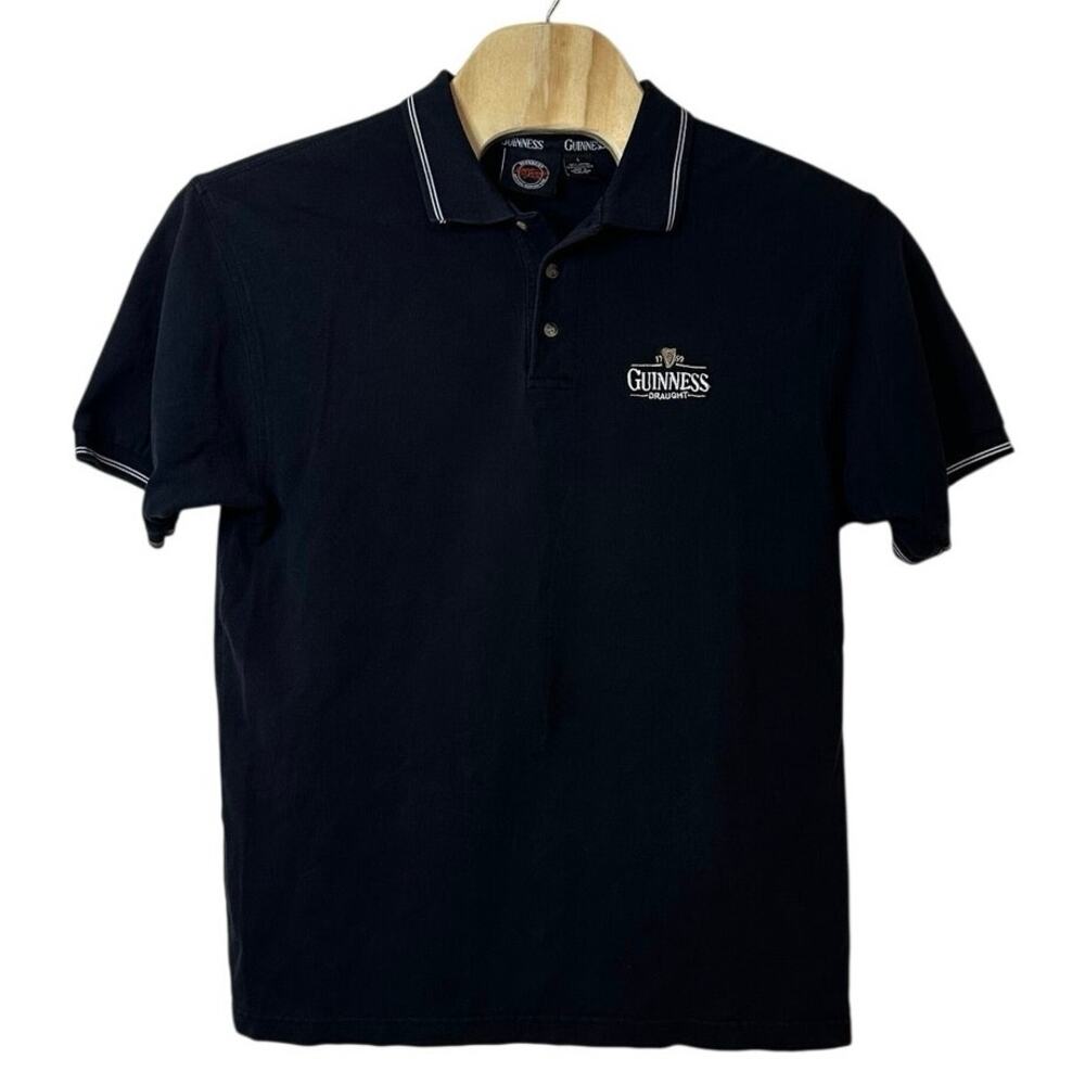 Guinness Official Men’s Short Sleeve Polo Shirt Size L Beer Logo Casual Irish